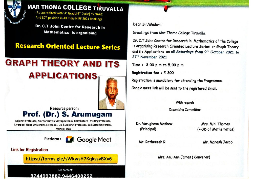 National Research Oriented Lecture Series – Graph Theory