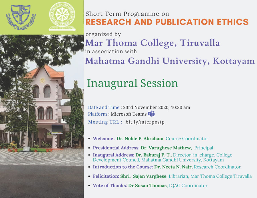 Short Term Programme on Research and Publication Ethics