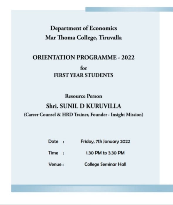 Orientation Programme – Department of Economics