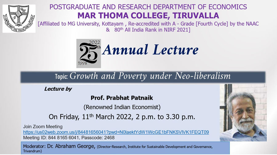 Growth and Poverty under Neo-liberalism – Annual Lecture