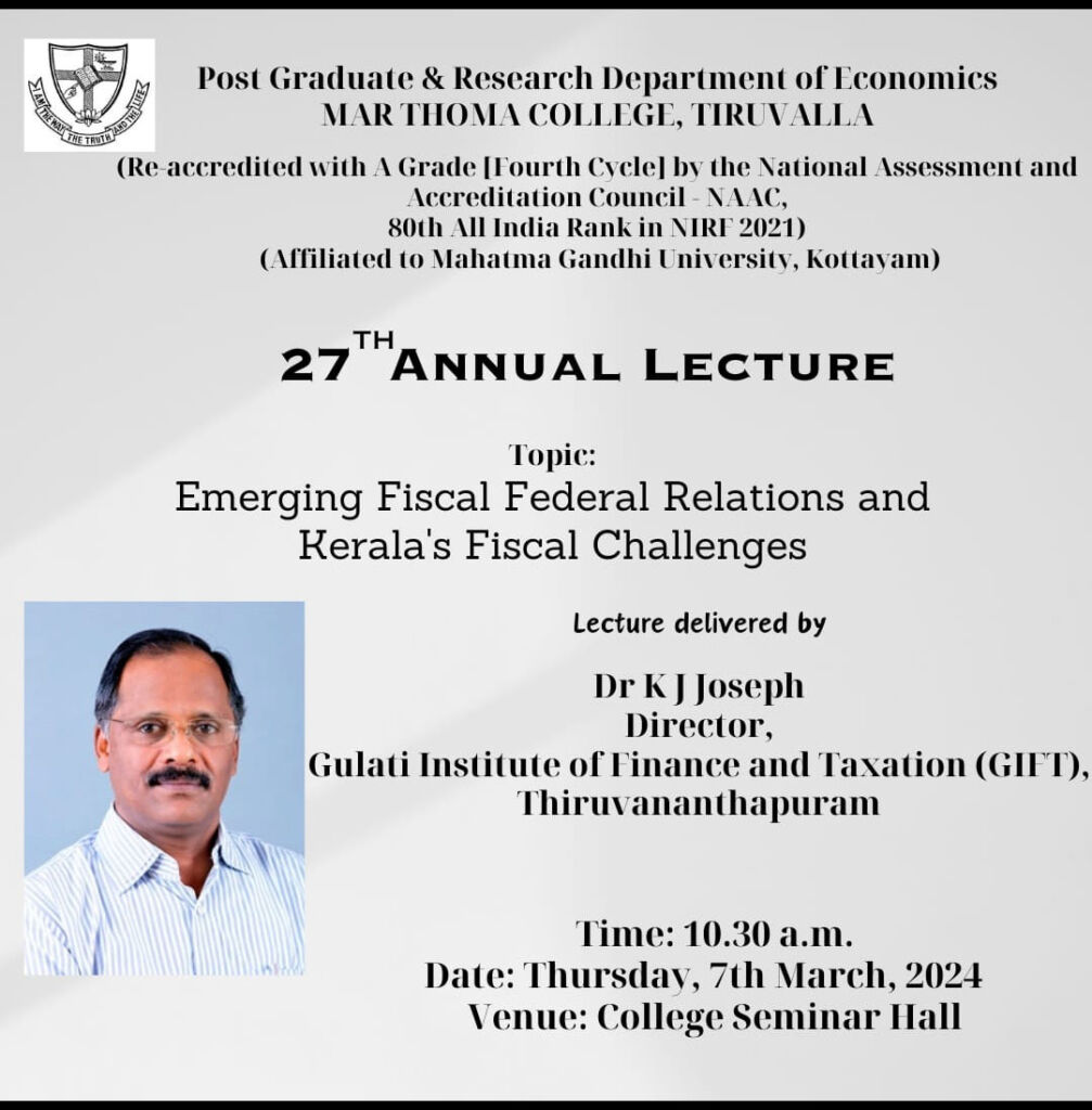 27th Annual Lecture- Department of Economics