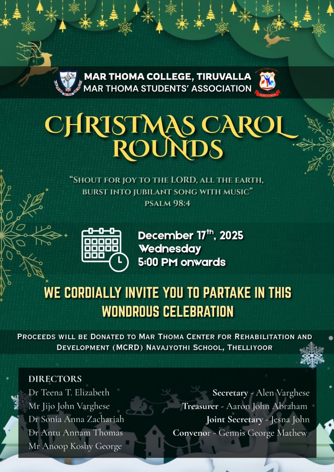 Carol rounds – Mar Thoma College, Tiruvalla
